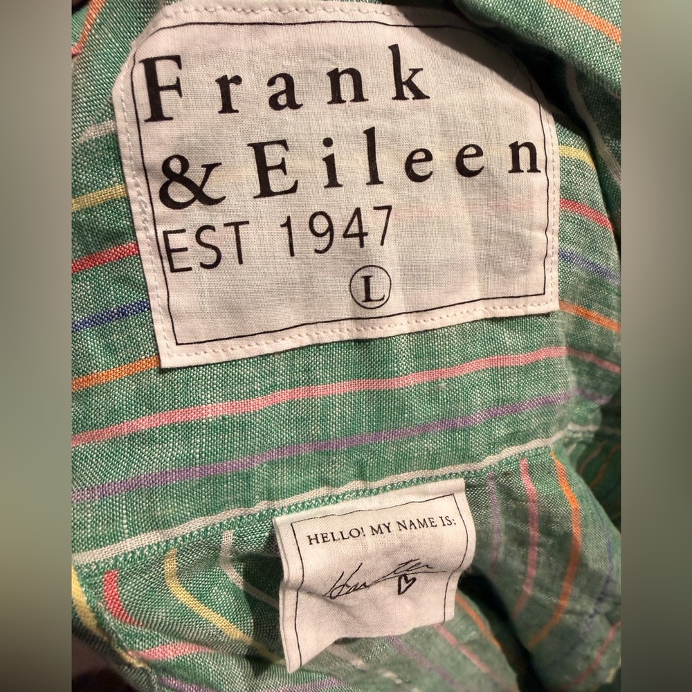 NWOT Frank & Eileen Hunter Stripe Step Hem Linen & Cotton Shirtdress colorful L - Picture 6 of 9